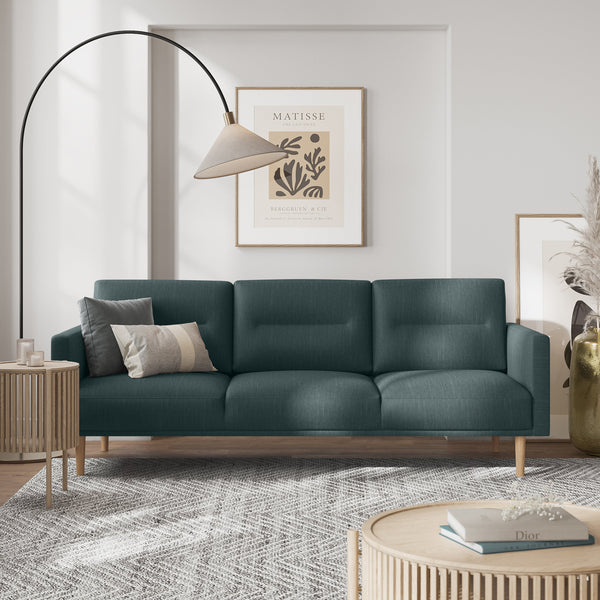 Woolwich 3 Seater Sofa - Dark Green, Oak Legs | Three Seater Sofa | Sofa