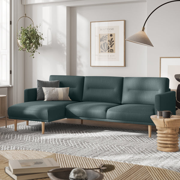 Woolwich Chaiselongue Sofa  (LH) - Dark Green, Oak Legs | Chaise longue Sofa | Sofa